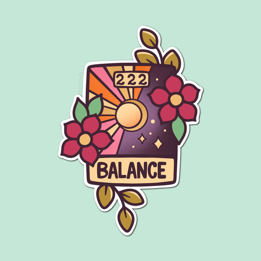 Balance 222 Tarot Card Waterproof Vinyl Die-cut Sticker