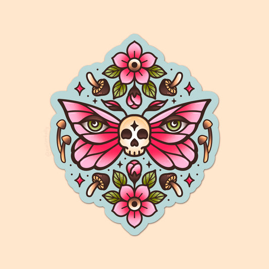 Skull Moth Waterproof Vinyl Die-cut Sticker